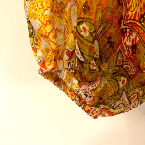 Rachel Zoe, Boho, Yellow, orange and gold-tone sheer blouse, women’s size Small - Picture 3 of 5